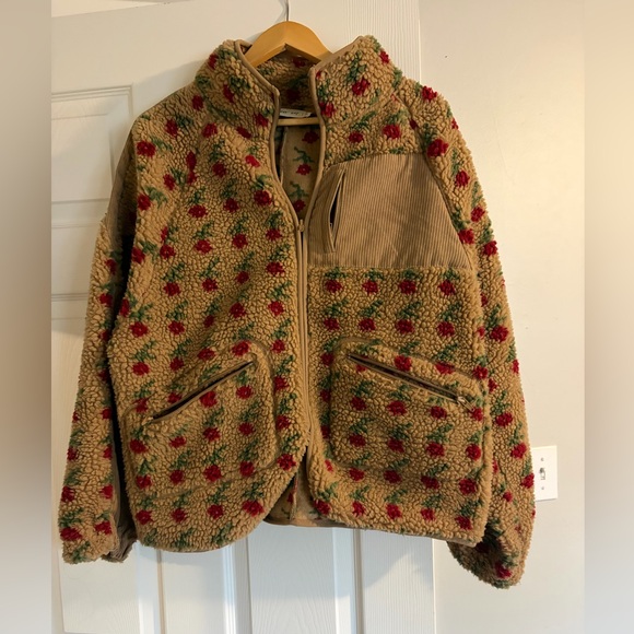 new in Jackets & Blazers - Floral Teddy Jacket - Brown and Red